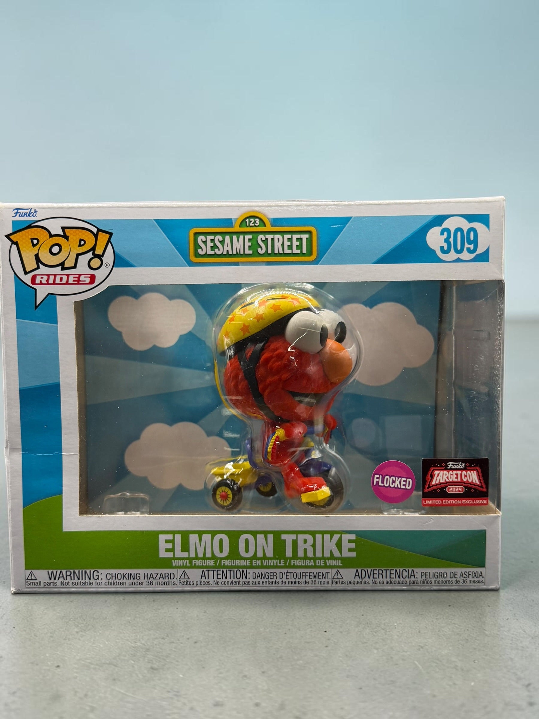 Funko Pop! Rides Sesame Street Elmo on Trike #309 Flocked TargetCon 2024 Limited Edition Exclusive