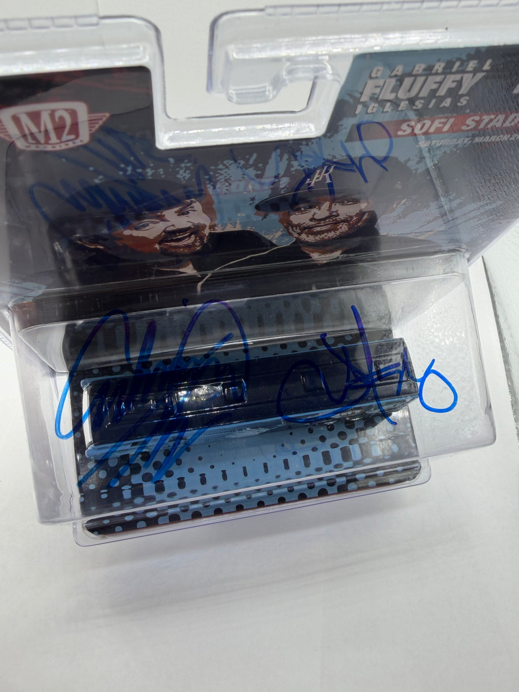 Jo Koy & Gabriel “Fluffy” Iglesias Autographed M2 1:64 Diecast Bus – SoFi Stadium Exclusive (Limited Edition 1 of 2500)