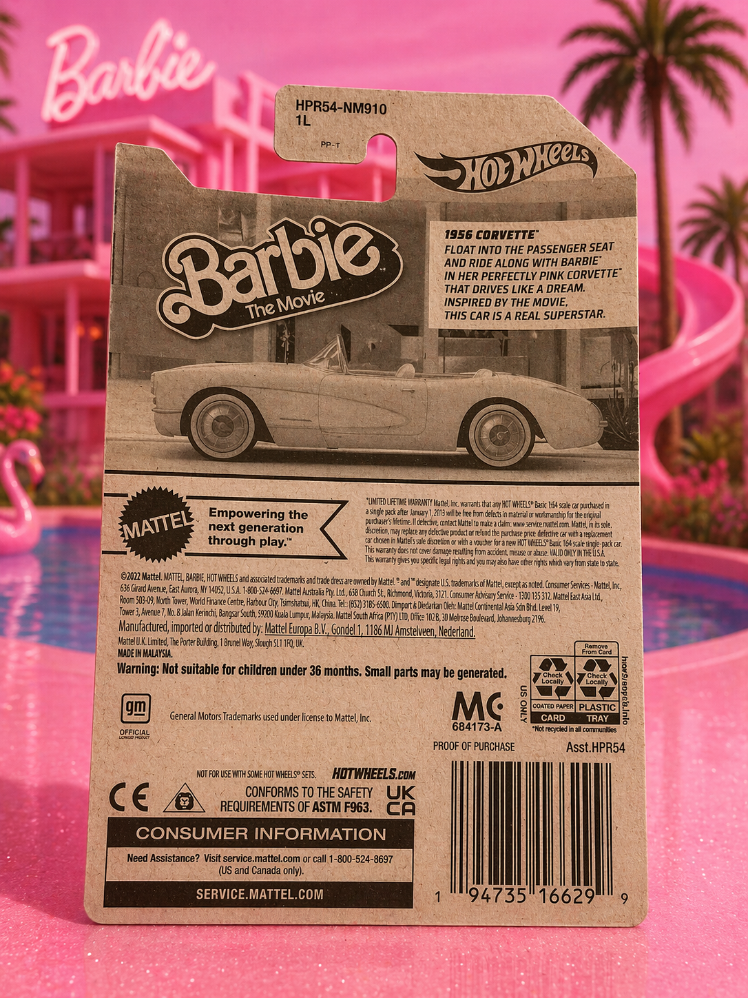 Hot Wheels Barbie The Movie ’59 Corvette – Pink Convertible Collectible